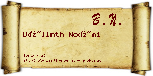 Bálinth Noémi névjegykártya